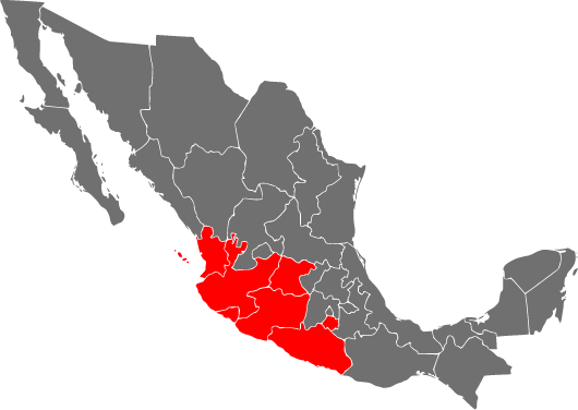 Guerrero, Guanajuato, Jalisco, Morelos, Michoacán, Colima y Nayarit.