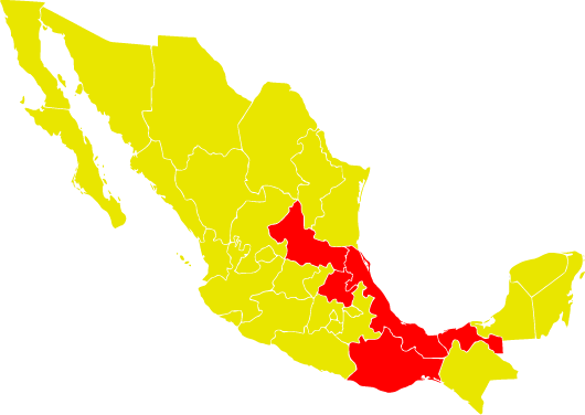 Oaxaca, Tabasco, Veracruz, Hidalgo y San Luis Potosí